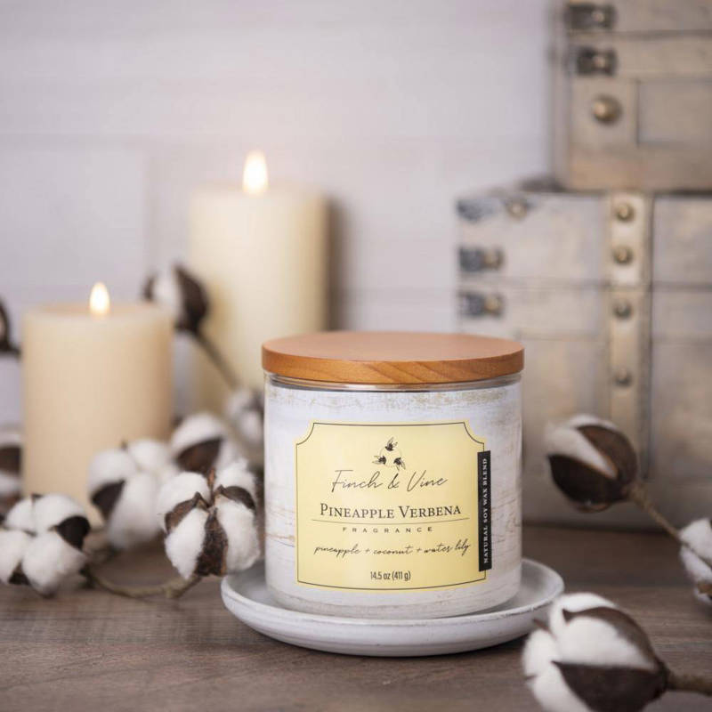 Colonial Candle Finch & Vine sojowa świeca zapachowa w szkle 3 knoty 14.5 oz 411 g - Pineapple Verbena