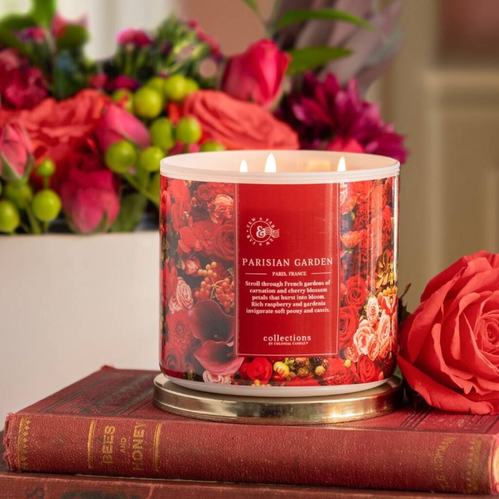 Colonial Candle Travel sojowa świeca zapachowa w szkle 3 knoty 14.5 oz 411 g - Parisian Garden