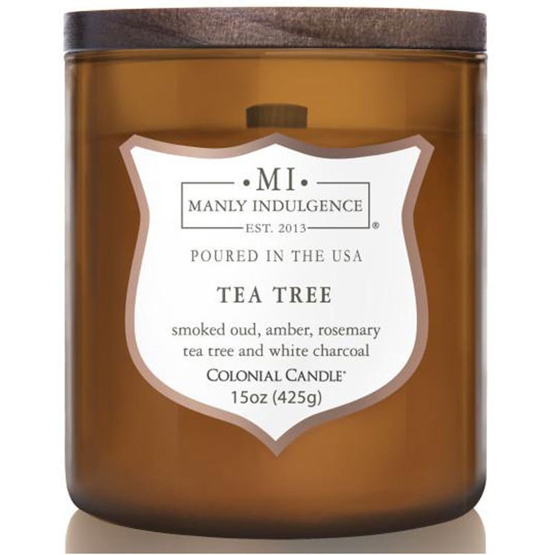 Colonial Candle sojowa świeca zapachowa w szkle drewniany knot 15 oz 425 g - Tea Tree