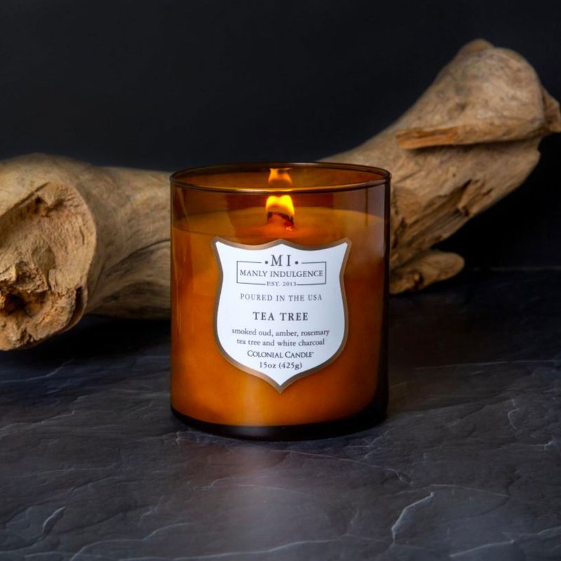 Colonial Candle sojowa świeca zapachowa w szkle drewniany knot 15 oz 425 g - Tea Tree