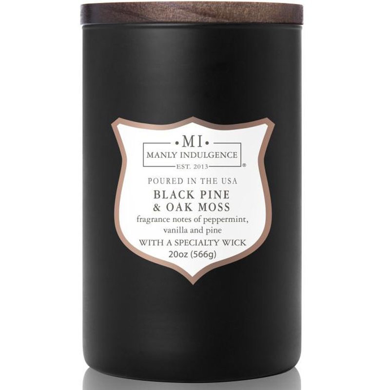 Colonial Candle sojowa świeca zapachowa w szkle drewniany knot 20 oz 566 g - Black Pine & Oak Moss